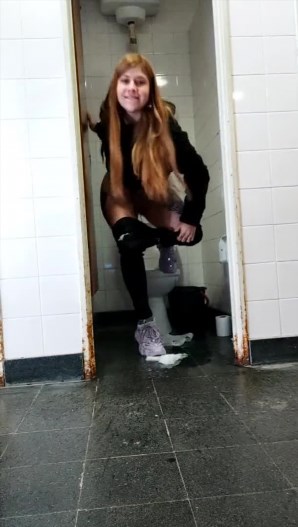 Bad Girl doing a Mess on Public Bathroom